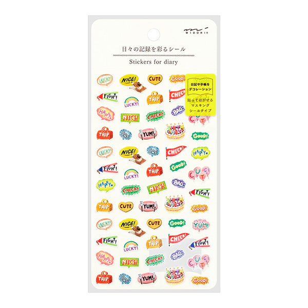 Midori Daily Records Sticker — Words — sheet front