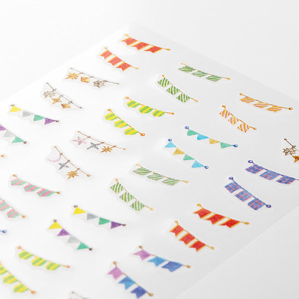 Midori Daily Records Sticker — Garlands — applied in a journal
