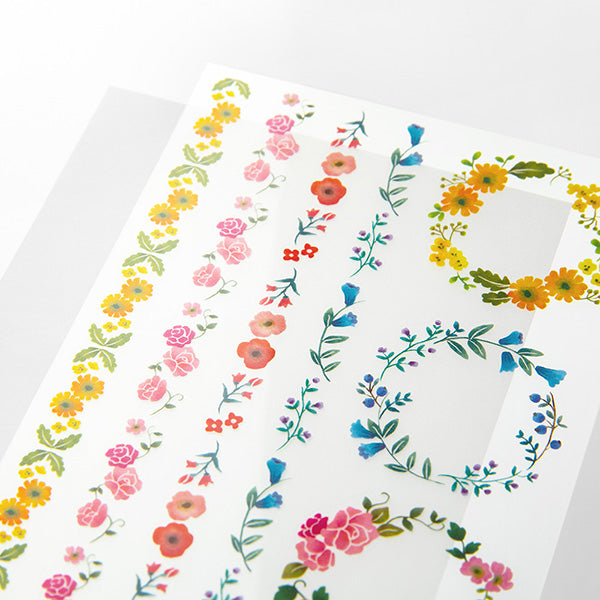 Midori Transfer Sticker — Wreaths — applied in a journal