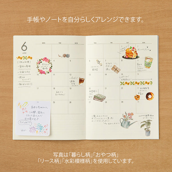 Midori Transfer Sticker — Watercolor Patterns — with packaging