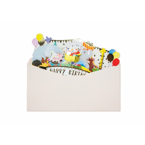 D'Won 3D Pop Up Birthday Card — Animal Parade — with envelope