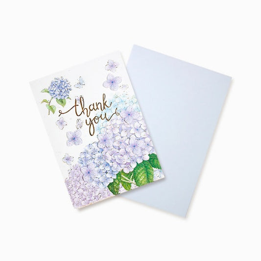 D'Won Thank You Card — Hydrangea — card open showing design