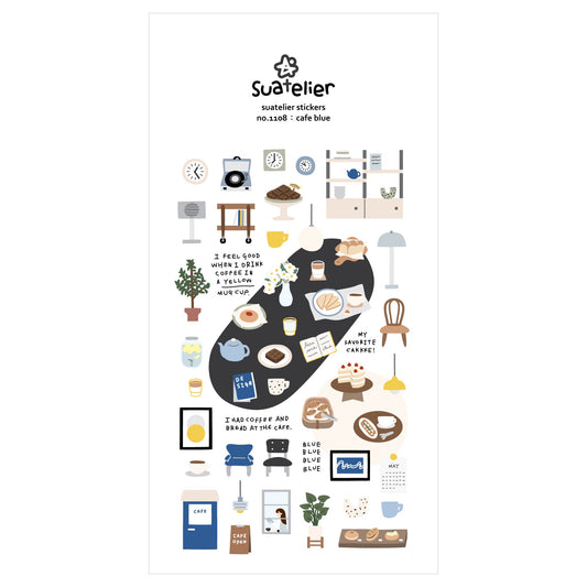Suatelier Sticker — Café Blue — sheet front