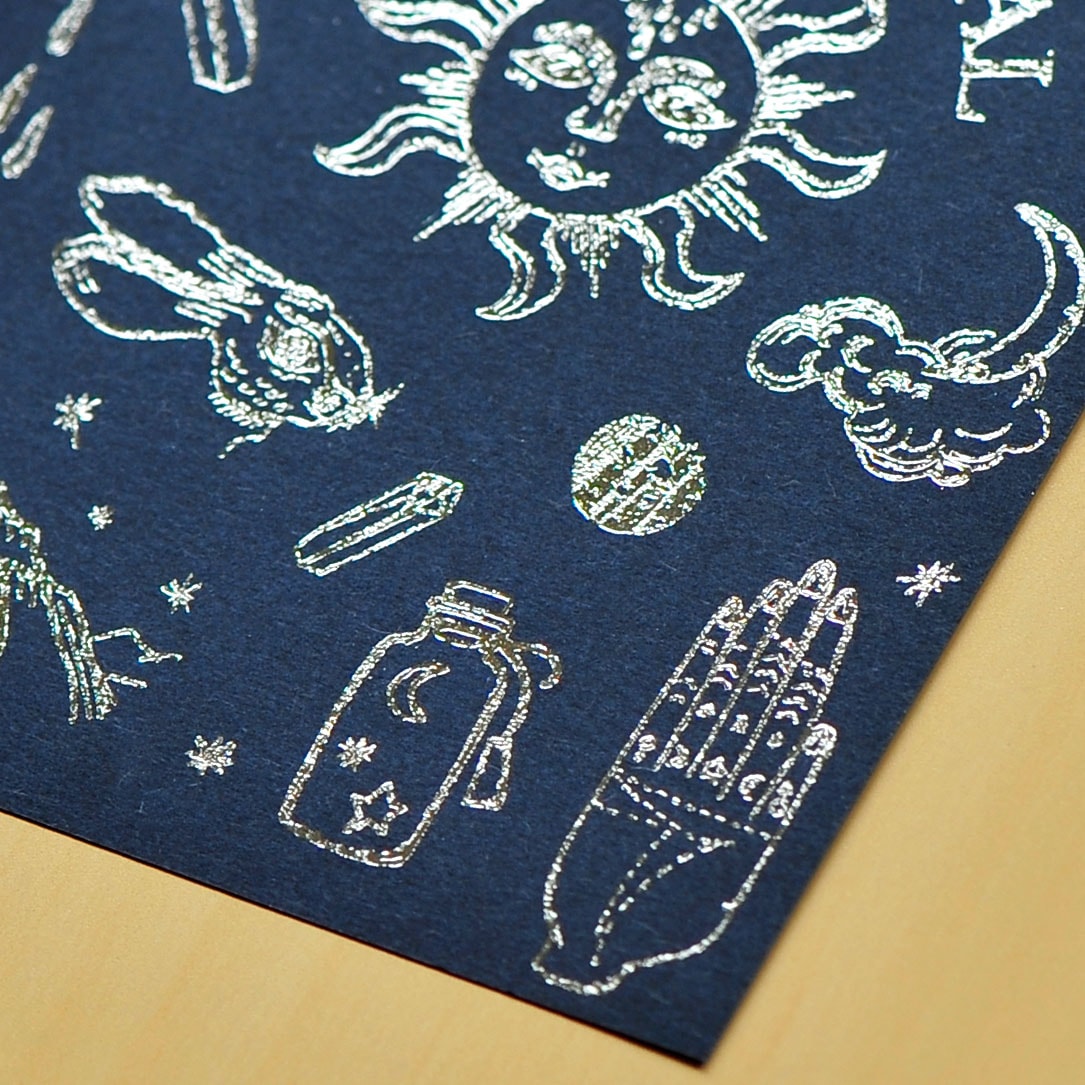 MU Craft Silver Foil Print-On Sticker 001 — applied in a journal