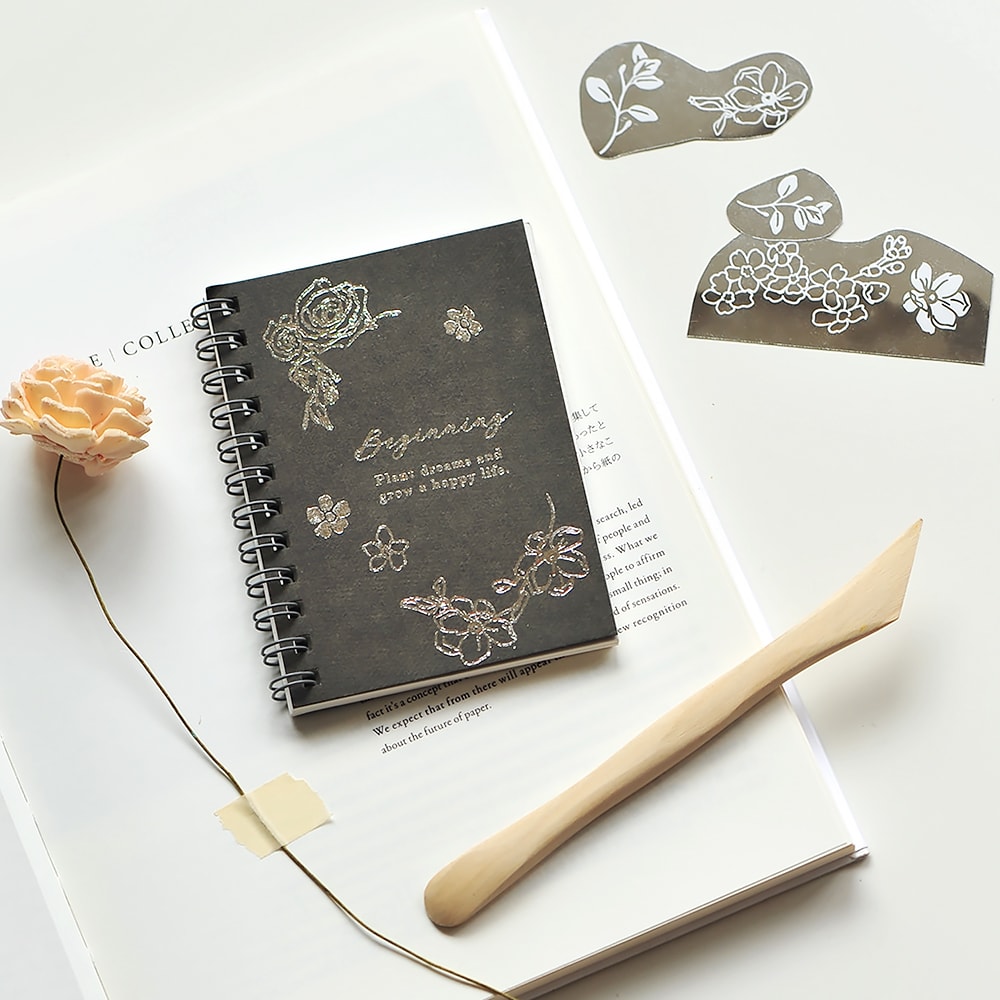 MU Craft Silver Foil Print-On Sticker 003 — applied in a journal