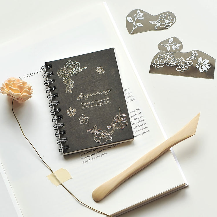 MU Craft Silver Foil Print-On Sticker 003 — applied in a journal