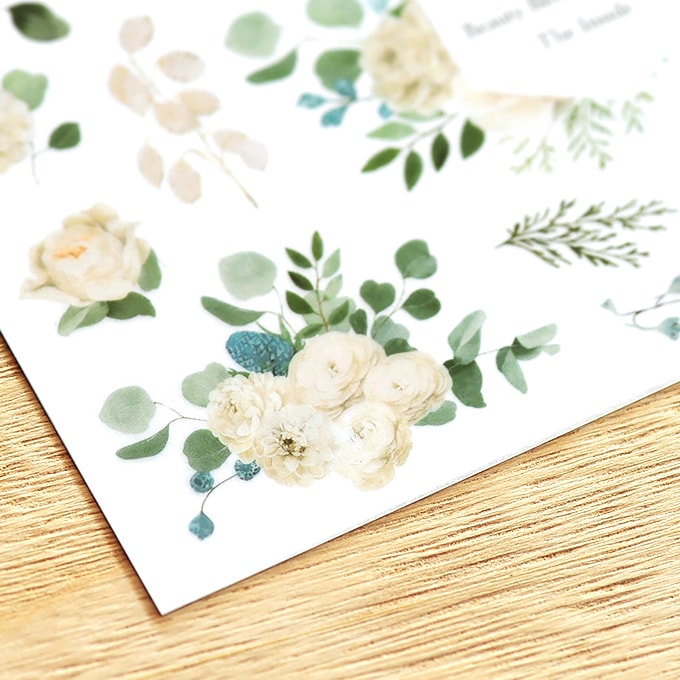 MU Craft Print-On Sticker White Flowers 169 — sticker detail