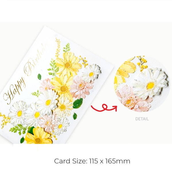 D'Won Birthday Card — Gerbera — card open showing design