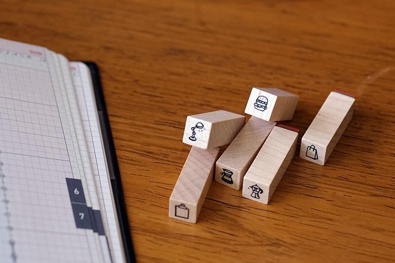 Plain Stationery Minimo Stamp Set — Ruler and Knife — stamped impression