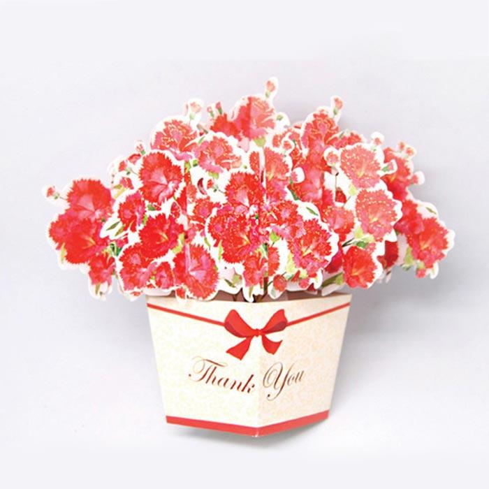 D'Won 3D Pop Up Thank You Card — Flower In A Box, Red — closed card
