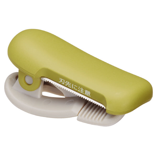 Kokuyo Me Clip-Type Tape Cutter (10-15mm) — Golden Green — front view