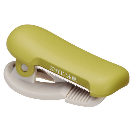 Kokuyo Me Clip-Type Tape Cutter (10-15mm) — Golden Green — front view