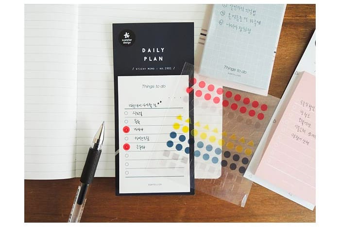 Suatelier Daily Plan Sticky Memo Black — with packaging