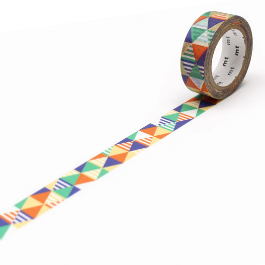 mt Deco Washi Tape — Shimasankaku Blue — roll front