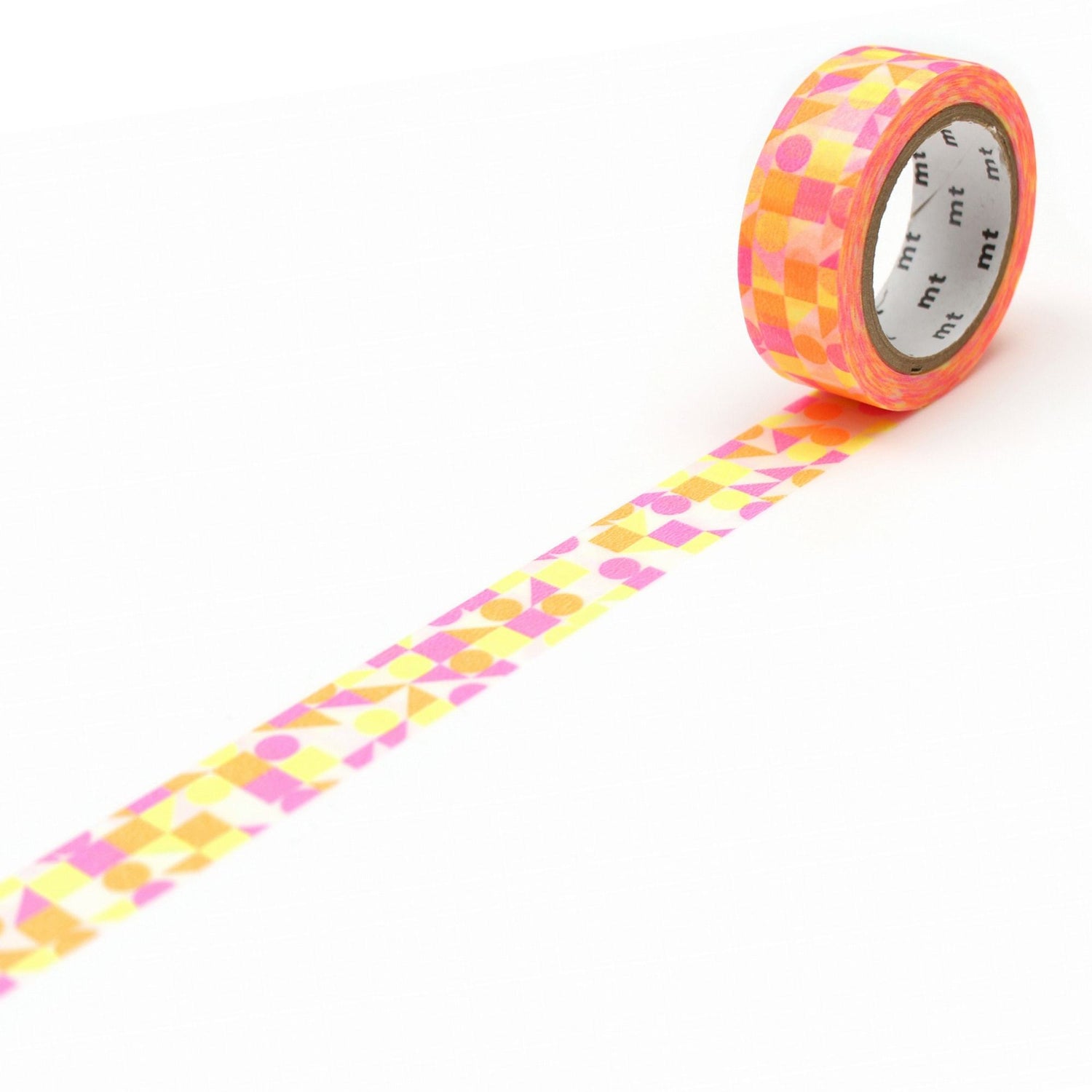 mt Deco Washi Tape — Maru Sankaku Shikaku Pink — roll front