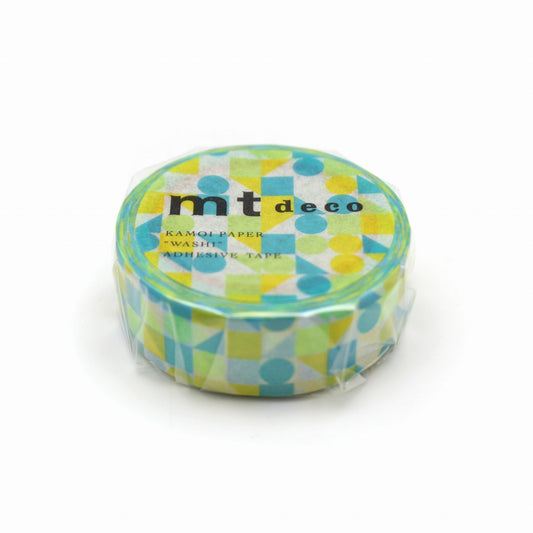 mt Deco Washi Tape — Maru Sankaku Shikaku Blue — pattern detail