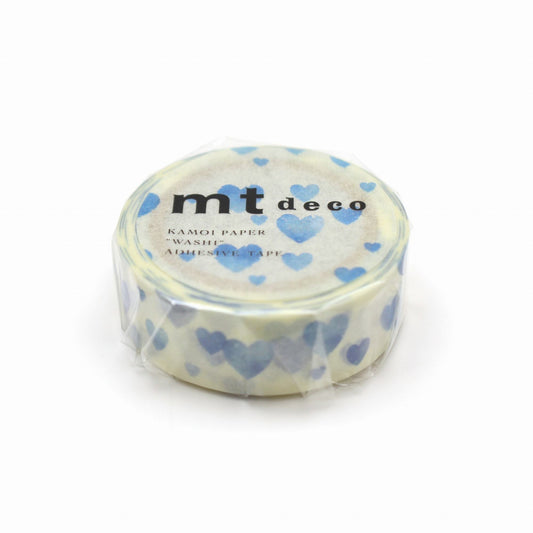 mt Deco Washi Tape — Heart Stamp Blue — pattern detail