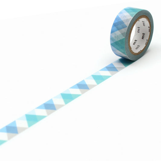 mt Deco Washi Tape — Triangle And Diamond Blue — roll front