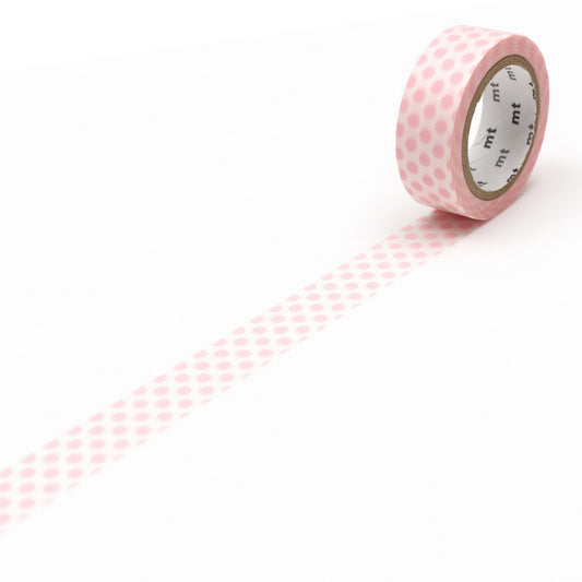 mt Deco Washi Tape — Dot Strawberry Milk — roll front
