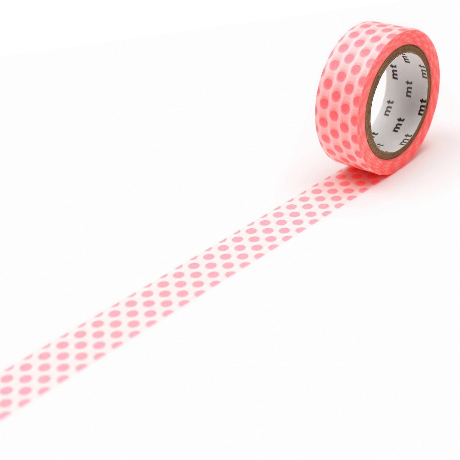 mt Deco Washi Tape — Dot Shocking Red — roll front