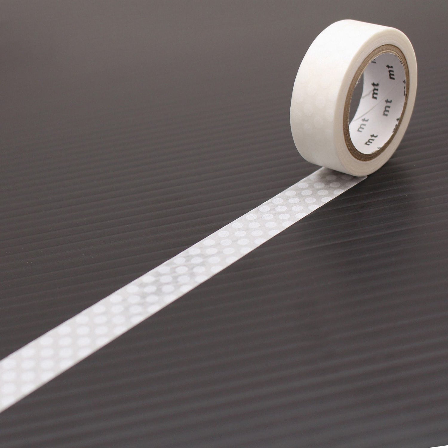 mt Deco Washi Tape — Dot White — roll front