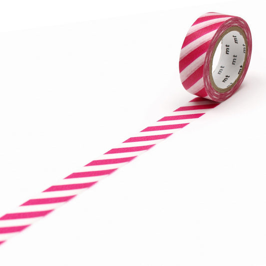 mt Deco Washi Tape — Stripe Magenta — roll front