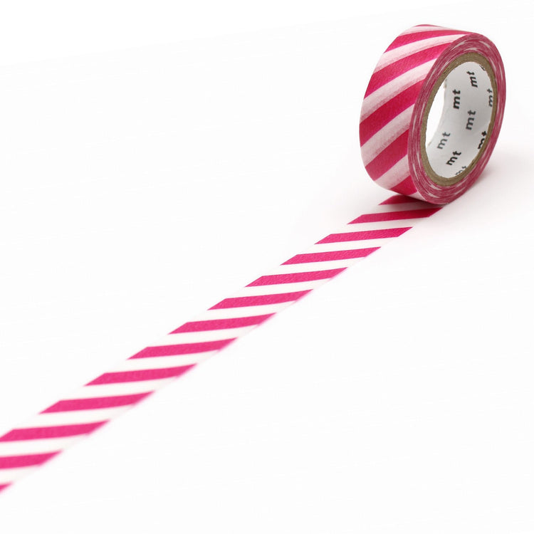 mt Deco Washi Tape — Stripe Magenta — roll front