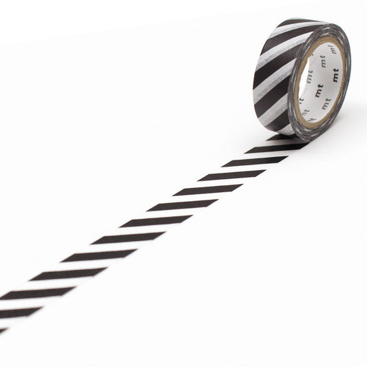 mt Deco Washi Tape — Stripe Black 2 — roll front