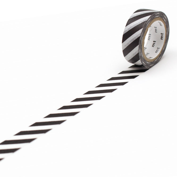 mt Deco Washi Tape — Stripe Black 2 — roll front