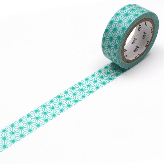 mt Deco Washi Tape — Asanoha Hisui — roll front