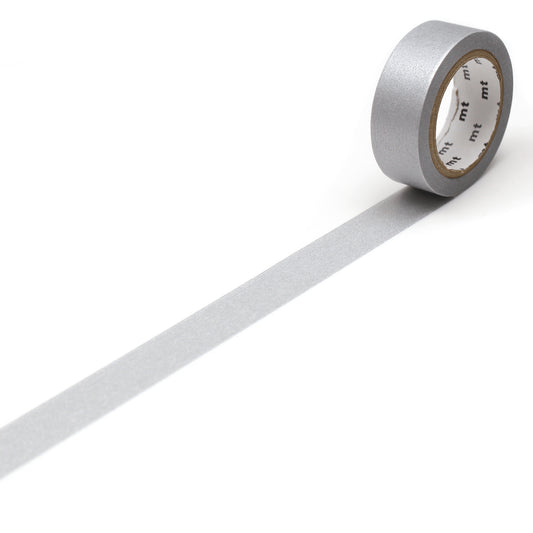 mt Basic Washi Tape — Silver 7m — roll front