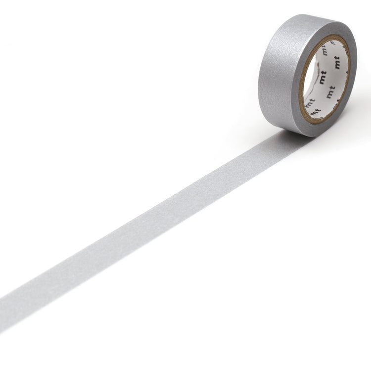 mt Basic Washi Tape — Silver 7m — roll front