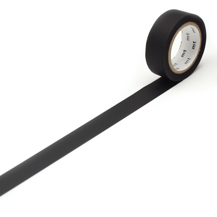 mt Basic Washi Tape — Matte Black 7m — roll front