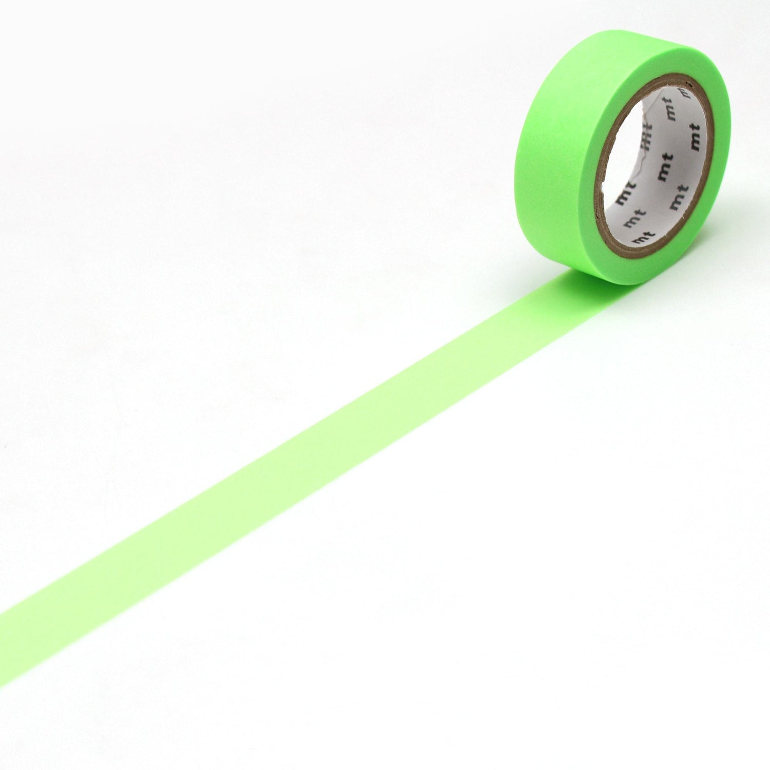 mt Basic Washi Tape — Shocking Green 7m — roll front