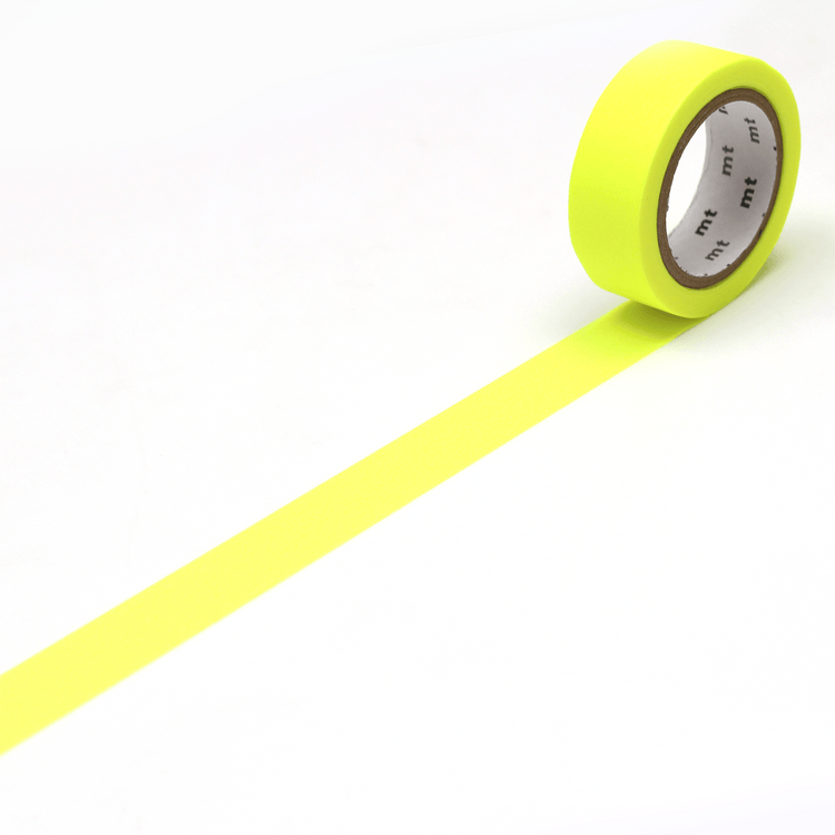 mt Basic Washi Tape — Shocking Yellow 7m — roll front