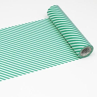 mt Casa 200mm Washi Tape — Stripe Green — roll front