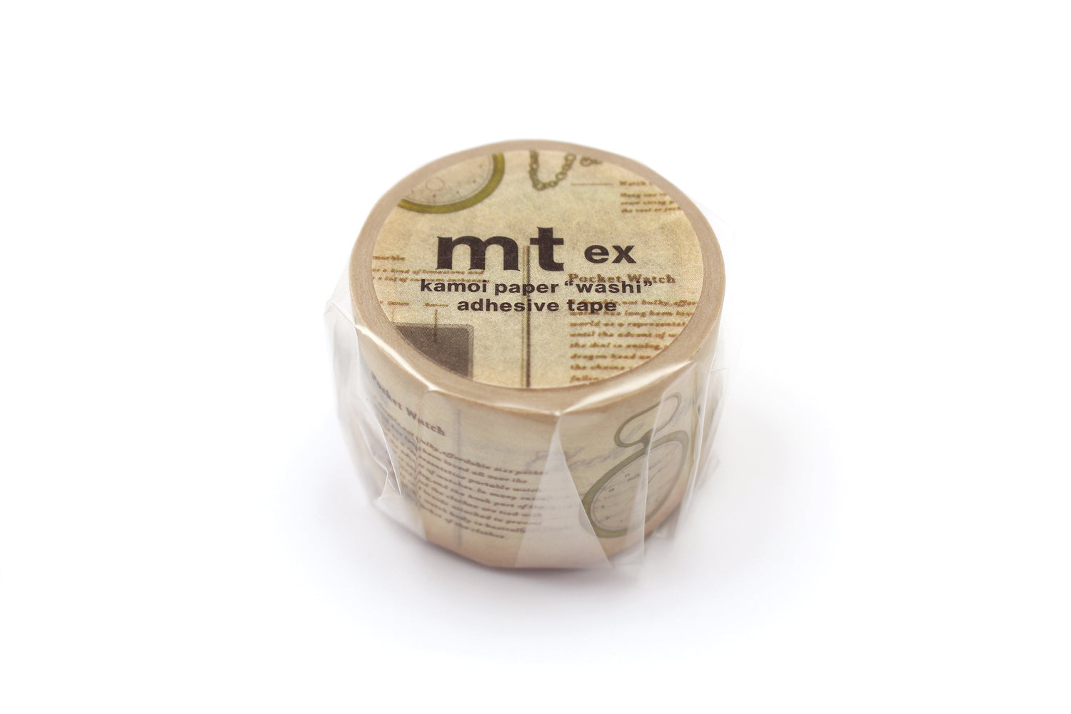 mt EX Washi Tape — Encyclopedia Clock — rolled out on paper