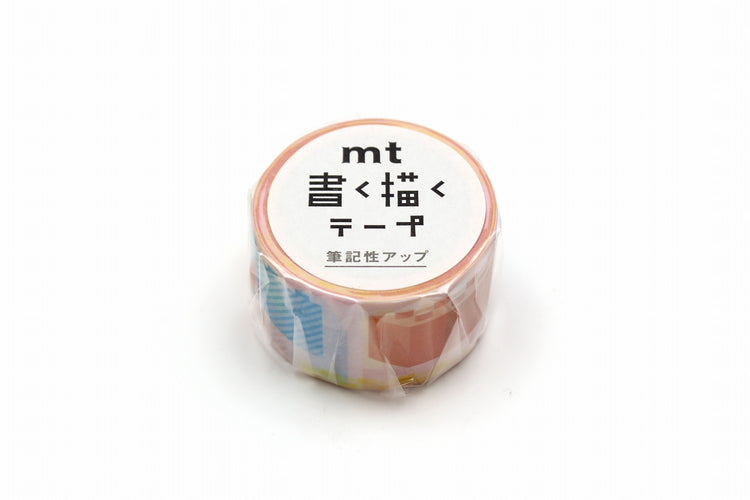 mt Kaku Kaku Write And Draw Washi Tape — Blocks — rolled out on paper