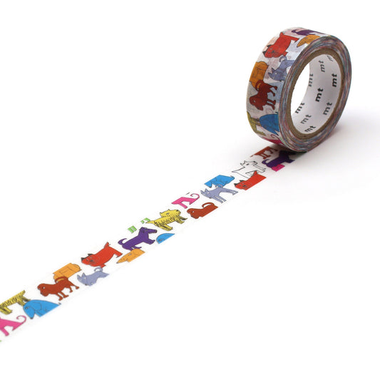 mt x Lisa Larson Washi Tape — Colorful Dog — roll front