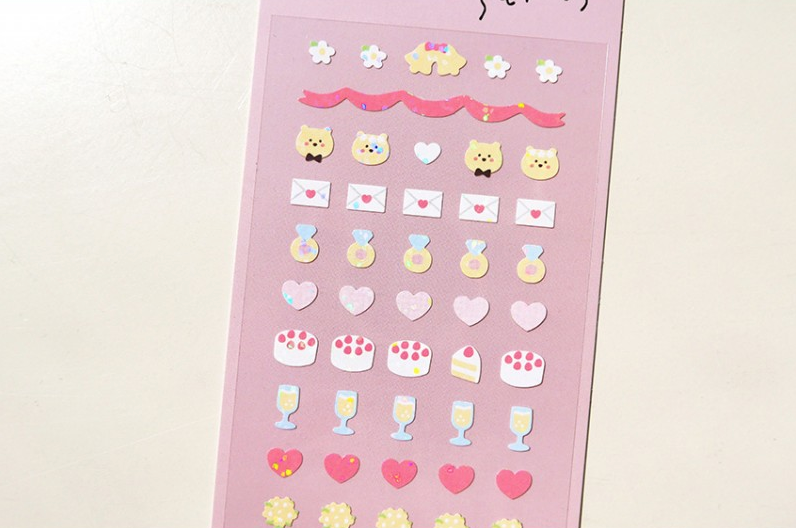 Suatelier Sticker Mini Series Deco.12 — Wedding — applied in a journal