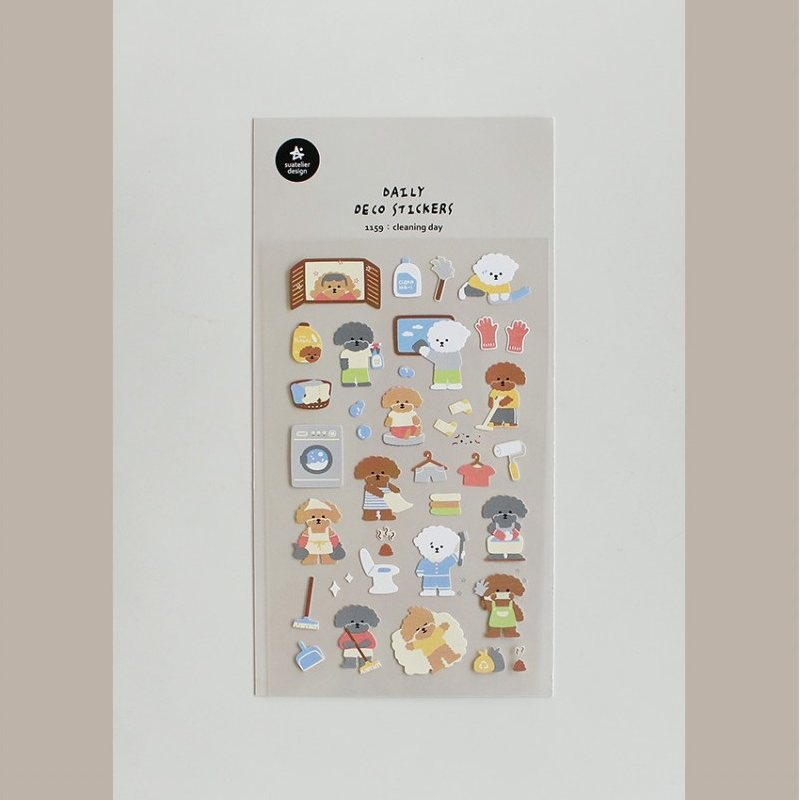 Suatelier Daily Deco Sticker — Cleaning Day — applied in a journal