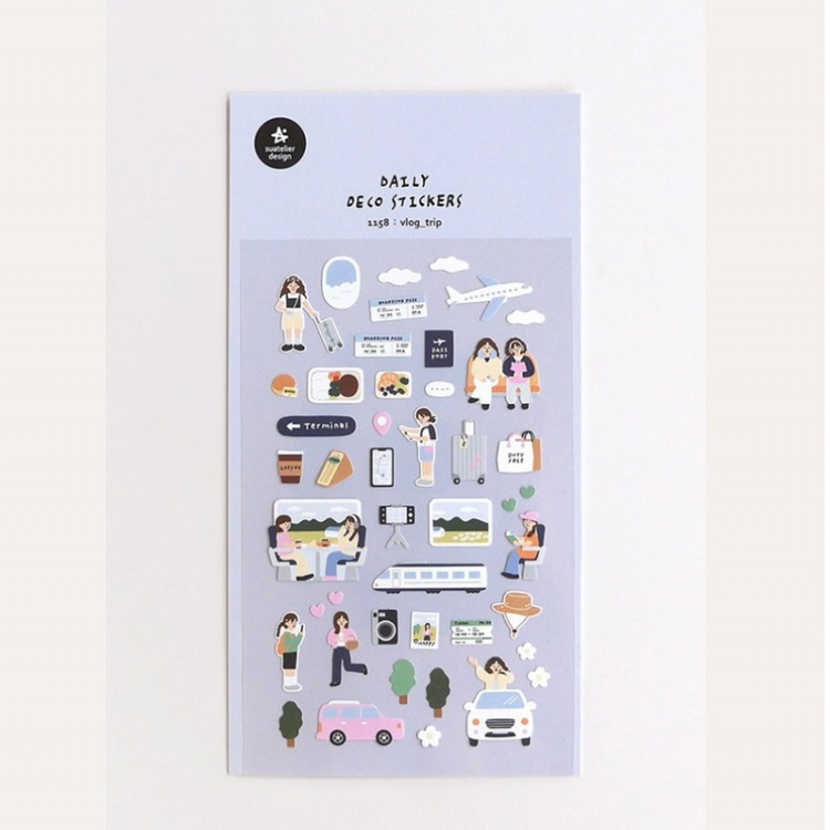 Suatelier Daily Deco Sticker — Vlog Trip — applied in a journal