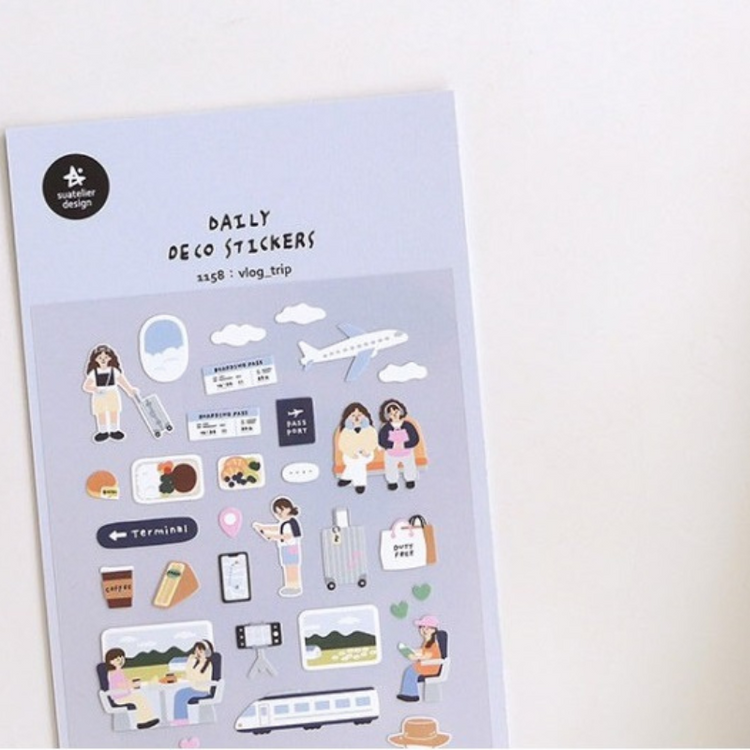 Suatelier Daily Deco Sticker — Vlog Trip — flat lay