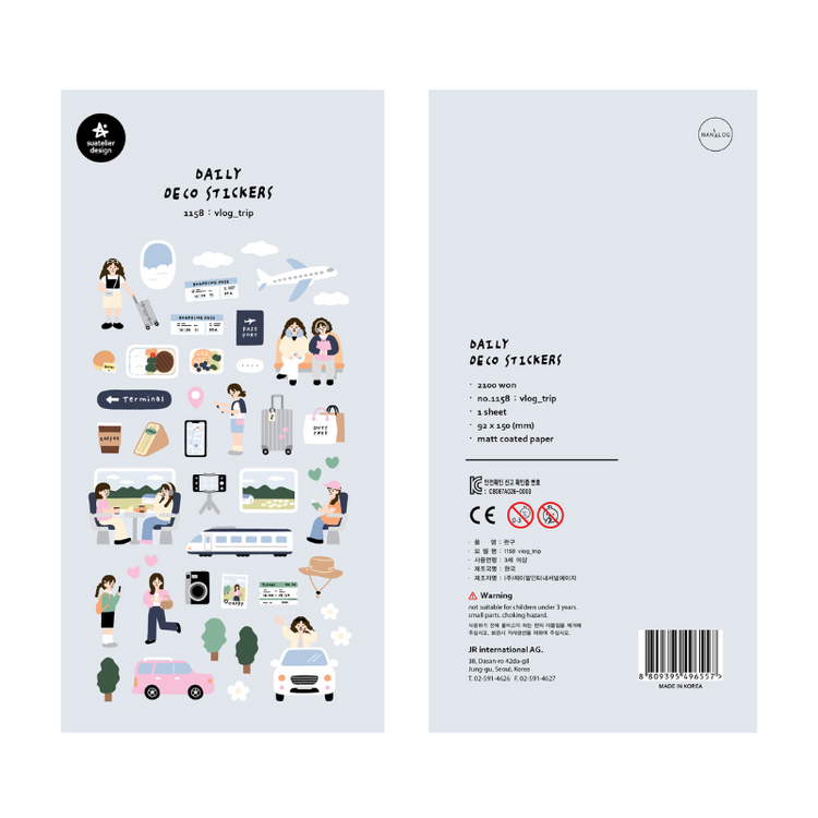 Suatelier Daily Deco Sticker — Vlog Trip — sheet front