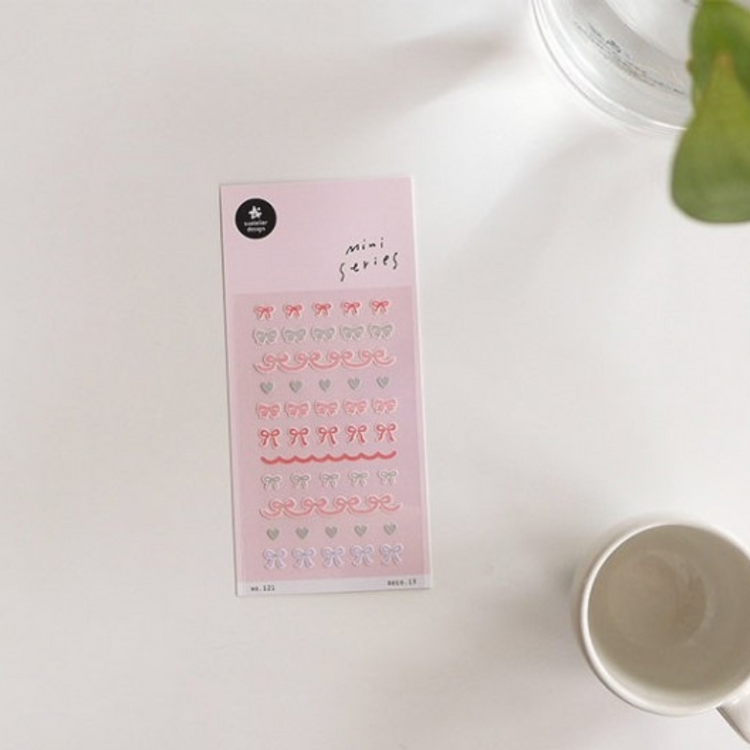 Suatelier Mini Series Sticker — Deco.13 Ribbon — applied in a journal