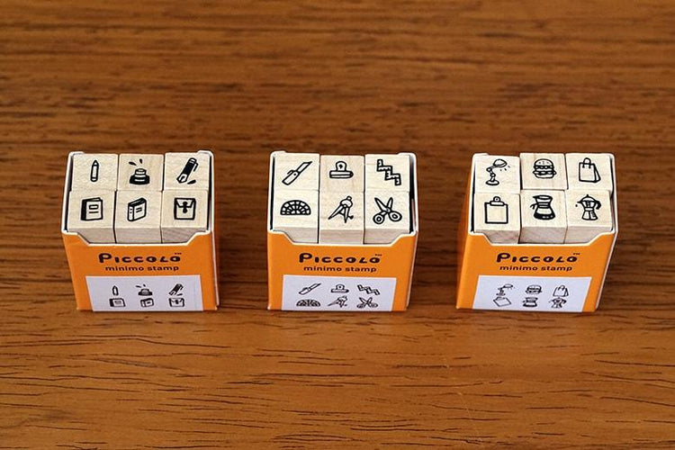 Plain Stationery Minimo Stamp Set — Ruler and Knife — close-up of design