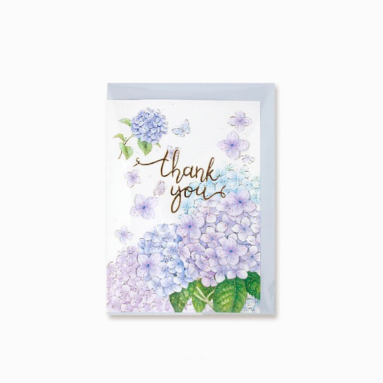 D'Won Thank You Card — Hydrangea — closed card