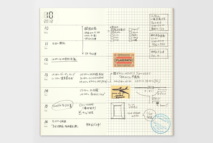 Traveler's Notebook Refill 019 (Regular Size) — Weekly Diary + Memo — size reference