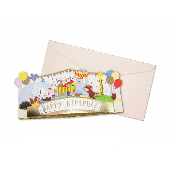 D'Won 3D Pop Up Birthday Card — Animal Parade — detail close-up