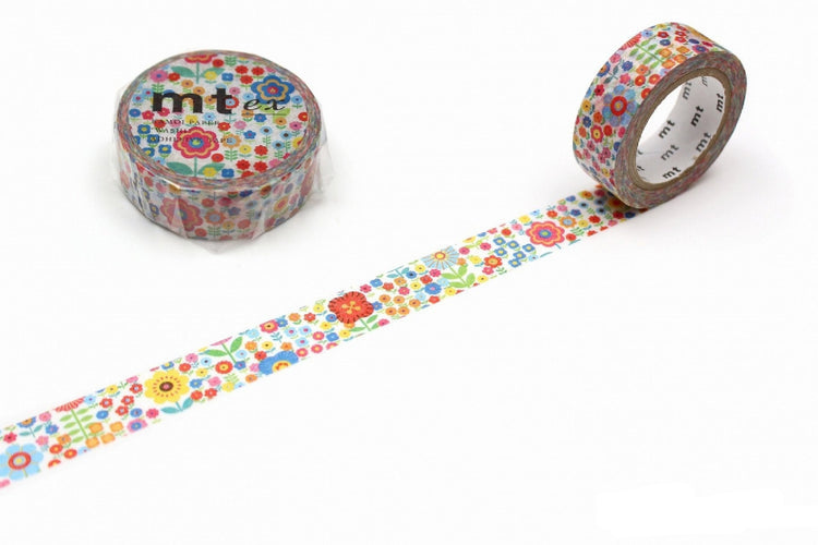 mt EX Washi Tape — Mini Flower Garden — roll front